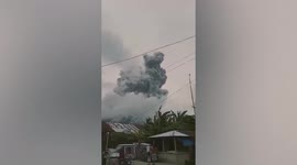 Philippines volcano eruption turns sky dark gray with ash