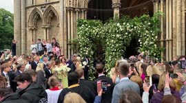 Pixie Lott joined by celebrities at her wedding at the historic Ely Cathedral
