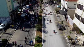 Aerial Footage Of Rolimã Fest Street MulDrone footage shows locals descend down Sao Paulo streets in wooden carts Event In Sao Paulo, Brazil