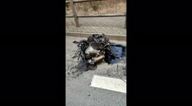 Hard accident, the engine flew out 30 meters of the car