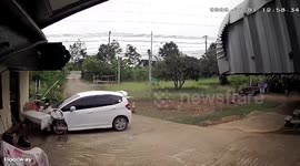 Car crashes into house after driver forgets to set parking brake