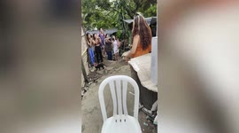 Party popper spews excessive pink smoke in gender reveal party fail