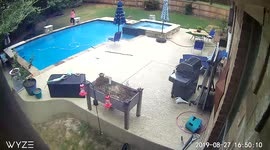 Woman falls into swimming pool
