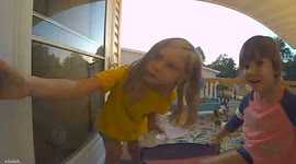 Girls scared by bug