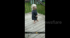 Toddler argues with mother