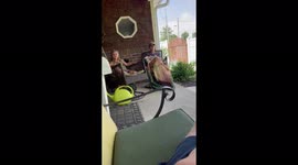 I hid a water bead gun under my blanket to get my boys with as they left the house for the pool.