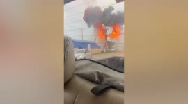 Fireballs erupt from burning electric pole in Thailand