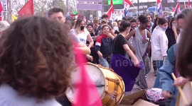Unions protests during nationwide strike in Montevideo, Uruguay