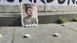 Ukraine war: tribute to the french journalist Frederic Leclerc-Imhoff killed by russian bombshell fragments. Place de la Republique, Paris, France. 10 june 2022. 18h30.