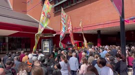 UK: People Evacuate After Fire Breaks Out At The British Library In London