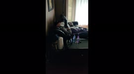 Girl thinks she walked in on her Grandpa doing something in the living room until she took a second look