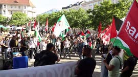 Hundreds of flag-bearing Palestinians march through Berlin to mark Naksa Day