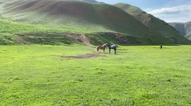 Beautiful landscape of Kirghizistan valley near the lake Song Kul