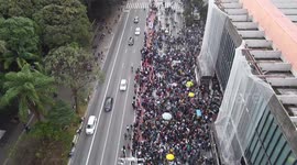 Aerial footage of Marijuana march in São Paulo, Brazil
