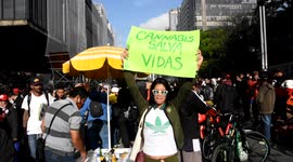 People take part in Marijuana March in São Paulo, Brazil