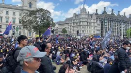 Thousands of Hong Kongers gather in London on anniversary of protest crackdown by China