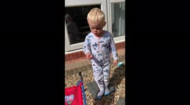 3 year old toddler gets everyone laughing when he talks about scary movies, as it sounds like dirty movie