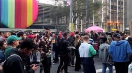 Crowded streets of São Paulo during 'Marijuana March' in Brazil