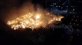 Dramatic footage as over 100 firefighters tackle 8,000 ton inferno at recycling centre in Birmingham, England
