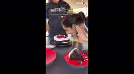 'Girl gets her face shoved in a cake brought by her friends for a VERY INTERESTING reason '