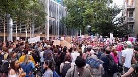 Hundreds protest deportation flights from UK to Rwanda outside Home Office in London