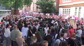Hundreds protest migrant deportation flights to Rwanda outside Home Office in London
