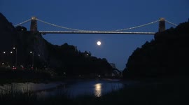 Super Strawberry Moon rises above Clifton Suspension Bridge in Bristol