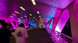 Citizens Visit Night Light Show In Shanghai, China