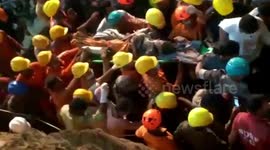 Crowds gather as boy trapped in borewell for 5 days is finally rescued in India