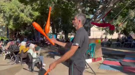 A circus show that is shown for the first time in the Gaza Strip between young Italians and Palestinians.
