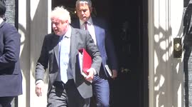 UK Prime Minister Boris Johnson leaves 10 Downing Street ahead of PMQs
