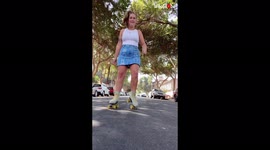 'Roller skater loses her footing at the wrong time *Funny Fail* '