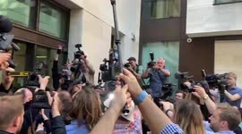 Press mob Kevin Spacey outside court in London