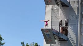 Cliff divers train opposite Eiffel Tower ahead of Red Bull event