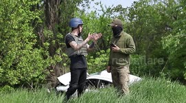Rocket fire at Ukrainian military positions during interviews / 3 times 120mm bomb / Donetsk region