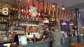 Pub in Earls Court celebrates Pride month 2022 with rainbow flags - London