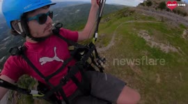 The dog loves paragliding