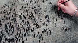 Artist creates awesome door mat with hundreds of tiny people for those who feel 'walked all over'