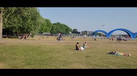 Hyde Park filled with Londoners enjoying the record breaking heatwave