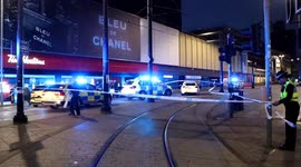 *Warning Graphic Footage* One man has been rushed to hospital following around 10 men pursuing the victim before stabbing him in the legs. In Manchester, England