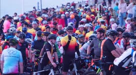 Hundreds of cyclists attempt 205 mile ride across Southern England, UK