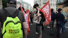 Protest the cost of living . Unite  and variety of workers unions from actors to xr rebels , gathered for the tuc rally london