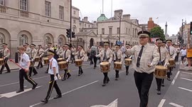 Orange Order march arrives at Downing Street and pays respect at Cenotaph