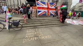 Protester writes 'Priti Patel’s parents are so disappointed' during demonstration against Assange extradition