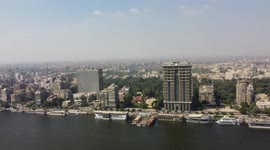 A beautiful view of river Nile overlooking Cairo with four seasons hotel being at centre stage