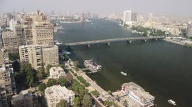 A normal day in Cairo, overlooking river Nile, buildings and some greenery