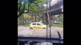 Heavy rain triggers flooding in Medellin, Colombia