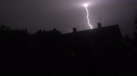 Fork lightning strike during a thunderstorm in the UK following on from a heatwave