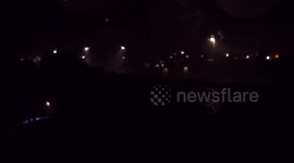 Lightning strike during thunderstorm and torrential rain in Kent, UK
