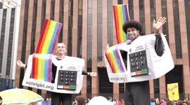 Dancing and Posing people during LGBTQ Pride Parade in São Paulo, Brazil